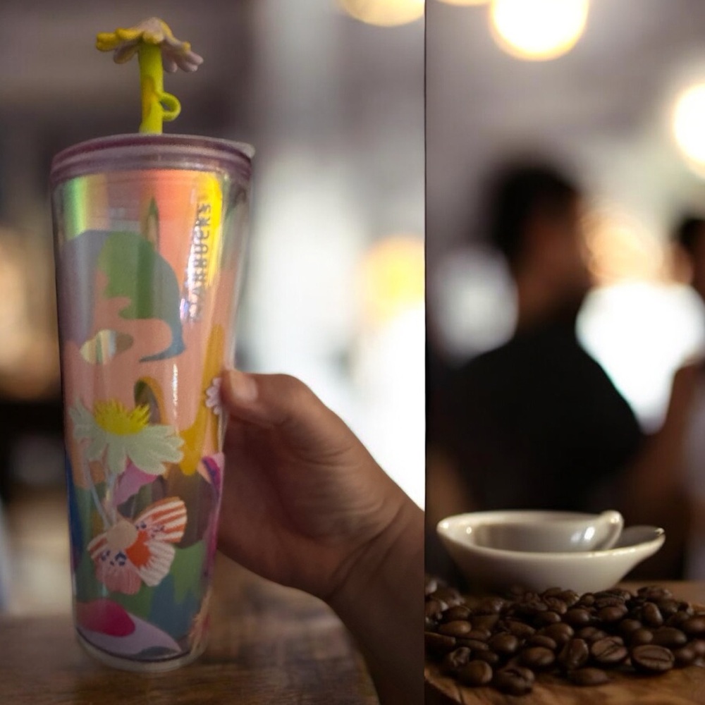 NWT Starbucks flower field cold cup tumbler w/ straw topper, 24 oz venti